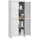Credenza Mobile Alto Cucina 4 Ante Multiuso 80x40x182cm in Legno Bianco 