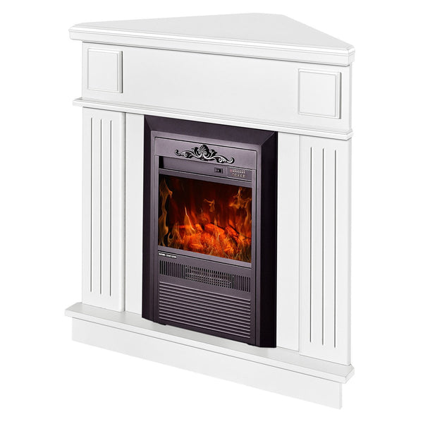online Camino Elettrico da Pavimento ad Angolo 100x100x50 cm Effetto Fiamma 2000W Marina & Cristina Bianco