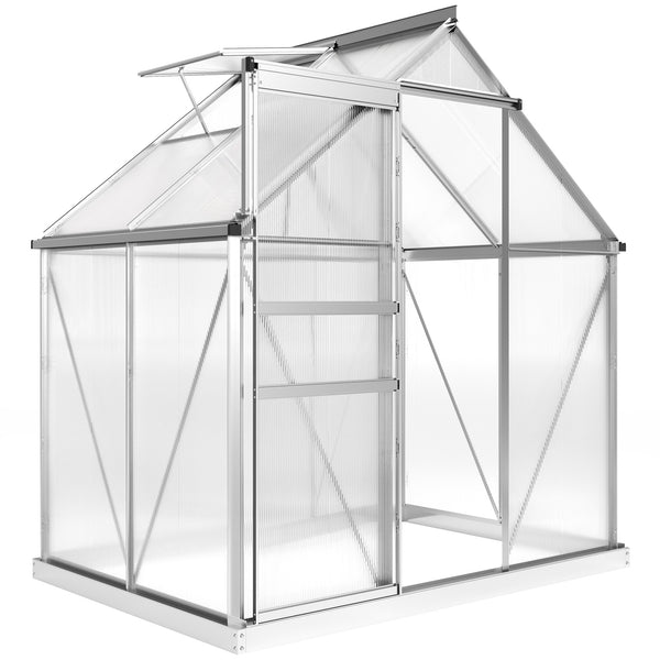prezzo Serra da Giardino 192,5x131x200 cm con Porta a Battente e Finestra a Tetto in Policarbonato e Alluminio Argento
