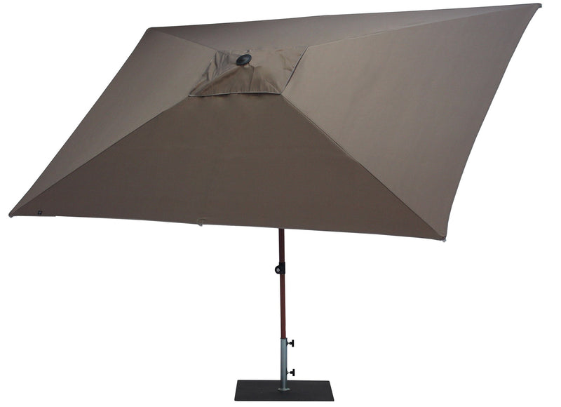 Ombrellone da Giardino 3x2 m Palo Ø38 mm in Alluminio Effetto Legno Tessuto Poliestere Trend Wood Taupe