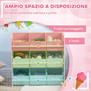 Scaffale Portagiochi per Bambini 63x30x60 cm con 9 Cestini in Tessuto in MDF Rosa e Bianco  