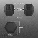Set 2 Manubri Fitness da 15 kg Esagonali con Impugnatura Antiscivolo in Acciaio e Gomma Nero      
