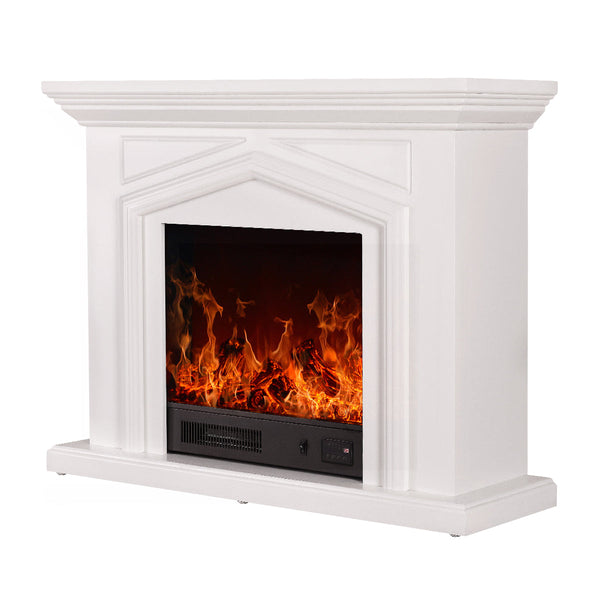 Camino Elettrico da Pavimento 80x100x30 cm Effetto Fiamma 1500W Marco Bianco sconto