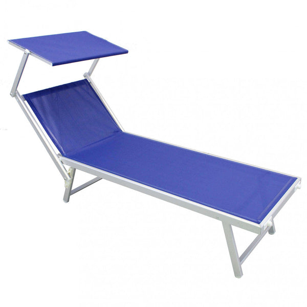 Lettino Prendisole da Giardino Bari 181x61x38 h cm in Alluminio Blu prezzo