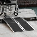 Rampa Pieghevole per Sedia a Rotelle 122x73,5 cm in Alluminio con Rivestimento Antiscivolo e Bordi Nero      