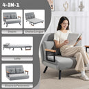 Divano Letto 3 in 1 con Schienale Regolabile e 2 Cuscini 102x73x81 cm in Tessuto Effetto Velluto Grigio Chiaro      