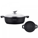 Pentola Bassa 32 cm Royalty Line Rivestimento in Pietra Marmo Antiaderente Coperchio in Vetro      