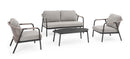 Set 4 Pezzi Salotto da Giardino con Divano 2 Poltrone e Tavolino in Alluminio Corda Poliestere e Pietra Sinterizzata Miravet Antracite e Cachi