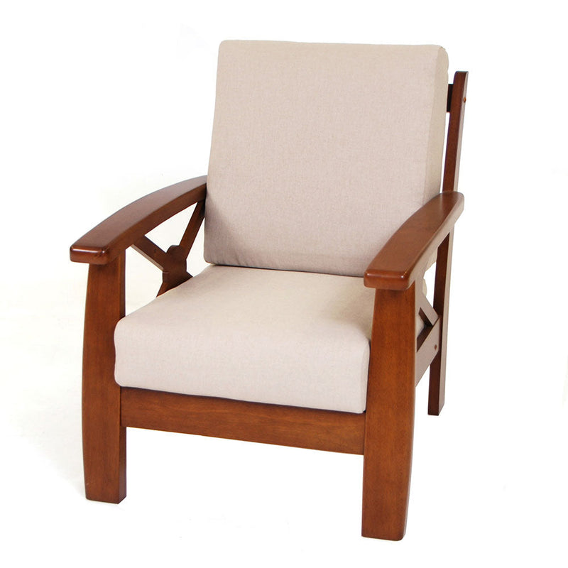 Poltrona in Legno Massiccio Oxford Ecrù