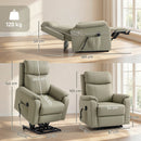 Poltrona Elettrica Alzapersona 87x96x105 cm Reclinabile 170° con 2 Motori Telecomando e Poggiapiedi in Pelle Finta Traspirante Crema      