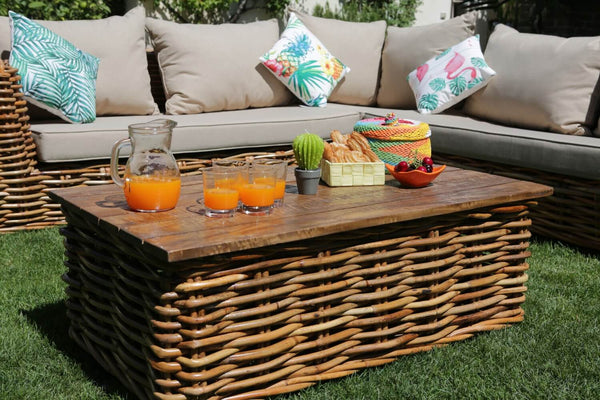 acquista Set Salotto da Giardino Divano ad Angolo e Tavolino in Rattan Istanbul Naturale