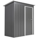 Capanno Box Attrezzi 163x89x182 cm con Tetto Inclinato e Porta Scorrevole in Acciaio e PP Grigio Chiaro      