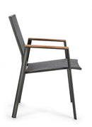 Set 4 Sedie da Giardino 59x61x88h cm con Braccioli Cameron Antracite