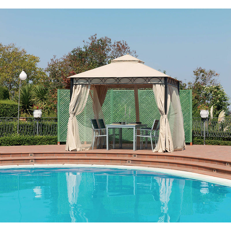 Gazebo da Giardino in Ferro 3x3xH2,90m Rama Giunone Ecrù
