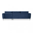 Divano con Chaise Longue Gregory in Tessuto Blu