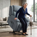 Poltrona Elettrica Alzapersona 91x93x103 cm Reclinabile a 135° con Poggiapiedi in Tessuto Effetto Lino Grigio      