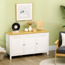 Credenza Mobile con 3 Porte e Piano in Legno Chiaro 120x40x70 cm Bianco      