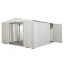 Casetta Box da Giardino in Lamiera di Acciaio Porta Utensili 360x430x210 cm Enaudi Bianca