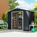 Casetta da Giardino 213x130x185 cm con Prese d'Aria e Doppia Porta Scorrevole in Metallo Grigio Scuro