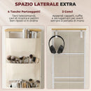 Cassettiera 45x30x94,5 cm con 4 Cassetti Pieghevoli in Tessuto Tasche e 2 Ganci Struttura in Acciaio Beige      