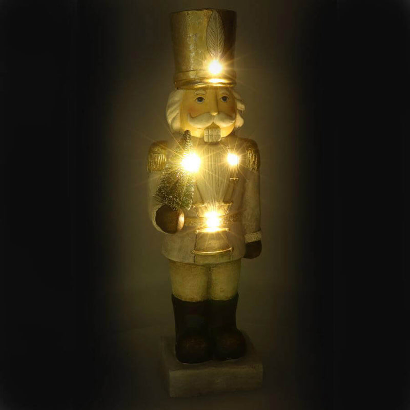 Soldatino Schiaccianoci in Resina 18x15xh62 cm con LED Decorazione Grigio