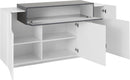 Credenza 3 Ante Battenti + 1 Anta a Ribalta 160x45x85,5 cm Coro Bianco Lucido e Acero Pereira
