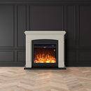 Camino Elettrico da Pavimento 107,2x95,2x24,5 cm Effetto Fiamma 1500W Sined Siena Beige
