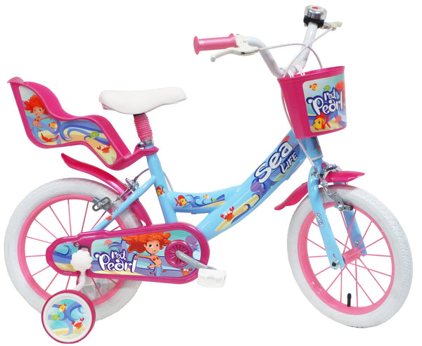 prezzo Bicicletta per Bambina 14" 2 Freni Sea Life Verde Marine e Rosa