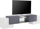 Mobile TV 4 Ante 190x35/45x45 cm Pillon Bianco Lucido e Ardesia