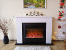 Camino Elettrico da Pavimento 85,5x115x27 cm Effetto Fiamma 1500W Brooklyn & Mars Bianco/nero