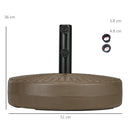 Base per Ombrellone Rotonda Ø51x36 cm con 2 Manopole Incorporate in HDPE e Acciaio Marrone e Nero  