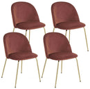 Set 4 Sedie Imbottite 49x52x79 cm in Velluto Bronzo e Oro