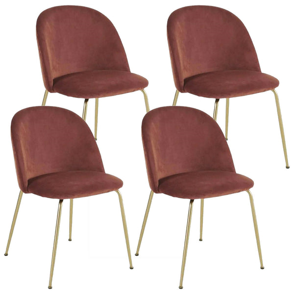 Set 4 Sedie Imbottite 49x52x79 cm in Velluto Bronzo e Oro acquista