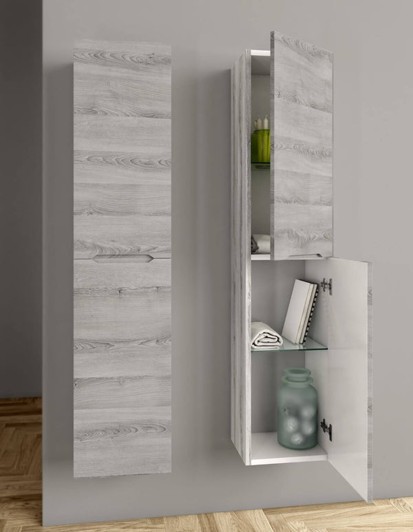 Mobile da Bagno a Colonna 2 Ante in Mdf 35x30x160cm TFT Swing Rovere Grigio prezzo