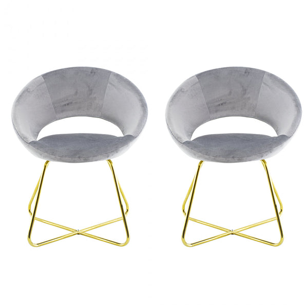 sconto Set 2 Sedie Vintage 58x64x83 cm in Tessuto Effetto Velluto Greta Grigio