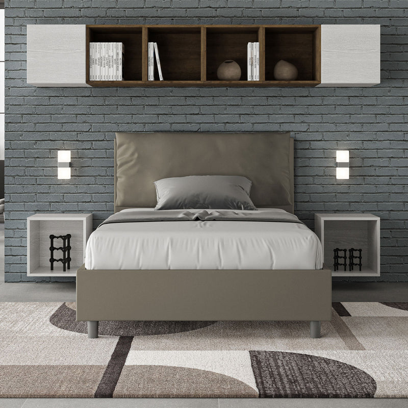 Letto 1 Piazza E Mezzo Imbottito in Similpelle Antea Large Cappuccino Varie Misure