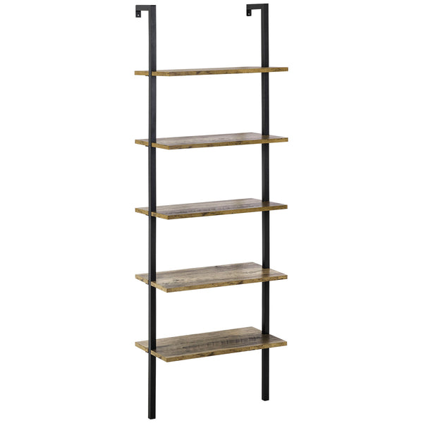 sconto Libreria a Scala 60x30x184,5 cm 5 Ripiani in Legno e Metallo Marrone