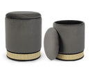 Set 2 Pouf Contenitore in Poliestere Effetto Velluto Milena Grigio Scuro