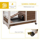 Conigliera 90x53x59 cm Casetta e Rampa in Legno Marrone  
