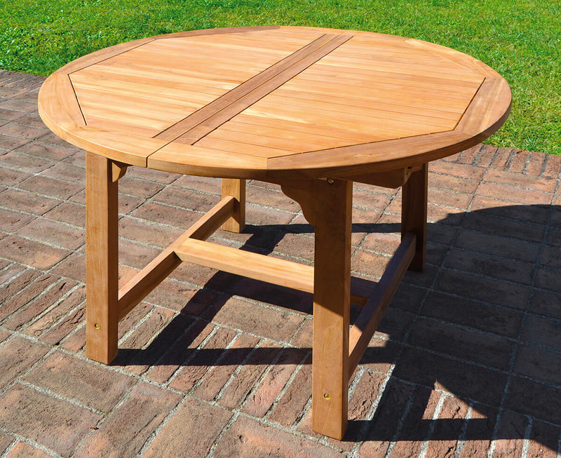 Tavolo Tondo Allungabile da Giardino Ø120 cm in Legno Teak