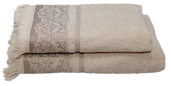 Set Spugna Asciugamani Ospite + Salvietta Kate Frangia Argento online