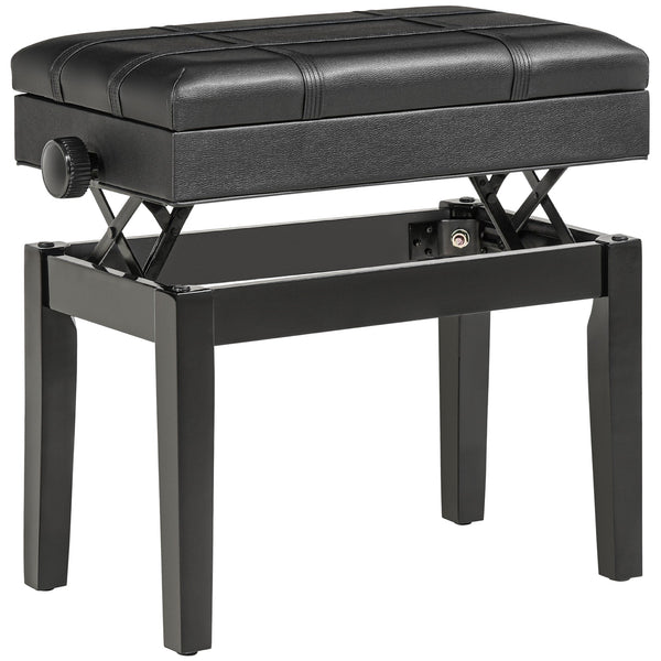 Sgabello per Pianoforte Altezza Regolabile 46-56 cm con Vano Contenitore Nero acquista