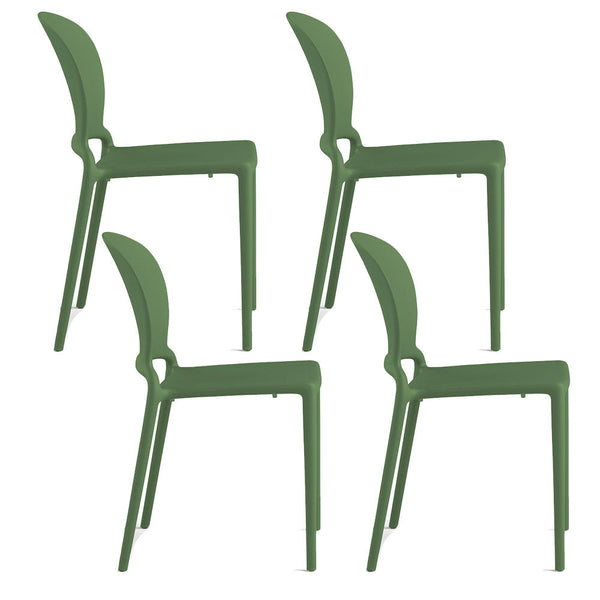 prezzo Set 4 Sedie Impilabili 83x48x55 cm in Polipropilene e Fibra di Vetro Jasmine Verde Bottiglia