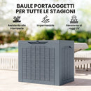 Baule da Giardino Impermeabile 56x41x50 cm con Maniglie in PP Grigio Chiaro      