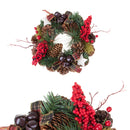 Set 2 Corone Natalizie con Pigne e Fiocchi Ø22 cm Rosso