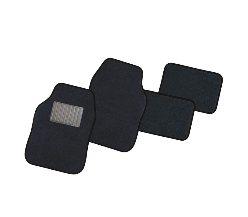 Set 4 tappetini per Interni Auto Universali in moquette con fondo antiscivolo Nero