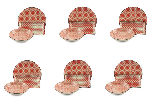 prezzo Servizio Piatti 18 Pezzi in Gres Villa d'Este Red Mood