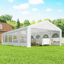 Tendone da Giardino Gazebo per Feste 992x497x290 cm con 10 Pareti Laterali Rimovibili in PE e Metallo Galvanizzato Bianco      