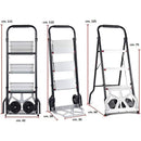 Carrello Scaletta Pieghevole da Trasporto 70-300 Kg in Acciaio Nero