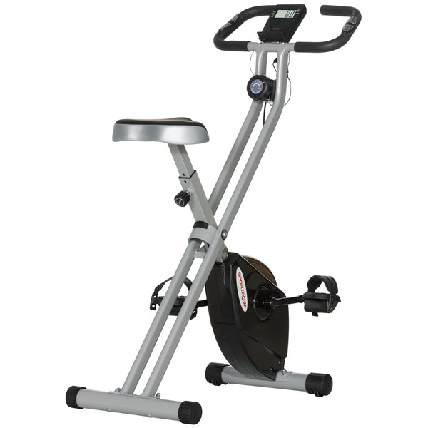 Cyclette Pieghevole Magnetica a 8 Livelli con Display LCD con Rotelle Grigio e Nero acquista